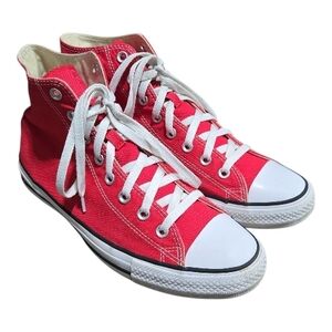 CONVERSE Chuck Taylor All Star Red Canvas Hi Top Sneakers Mens 10.5 Womans 12.5